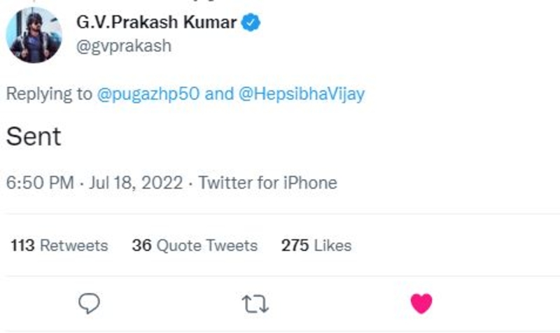 Gvprakash helping fan