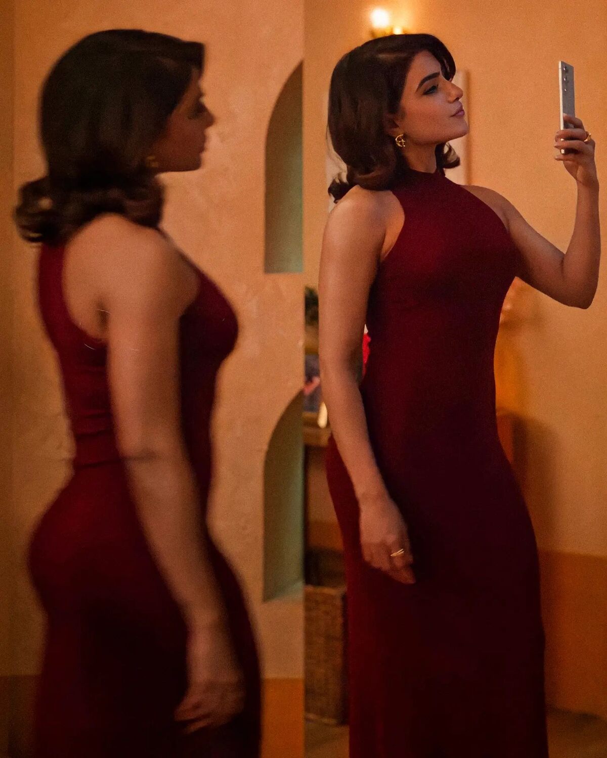 Samantha in red dress