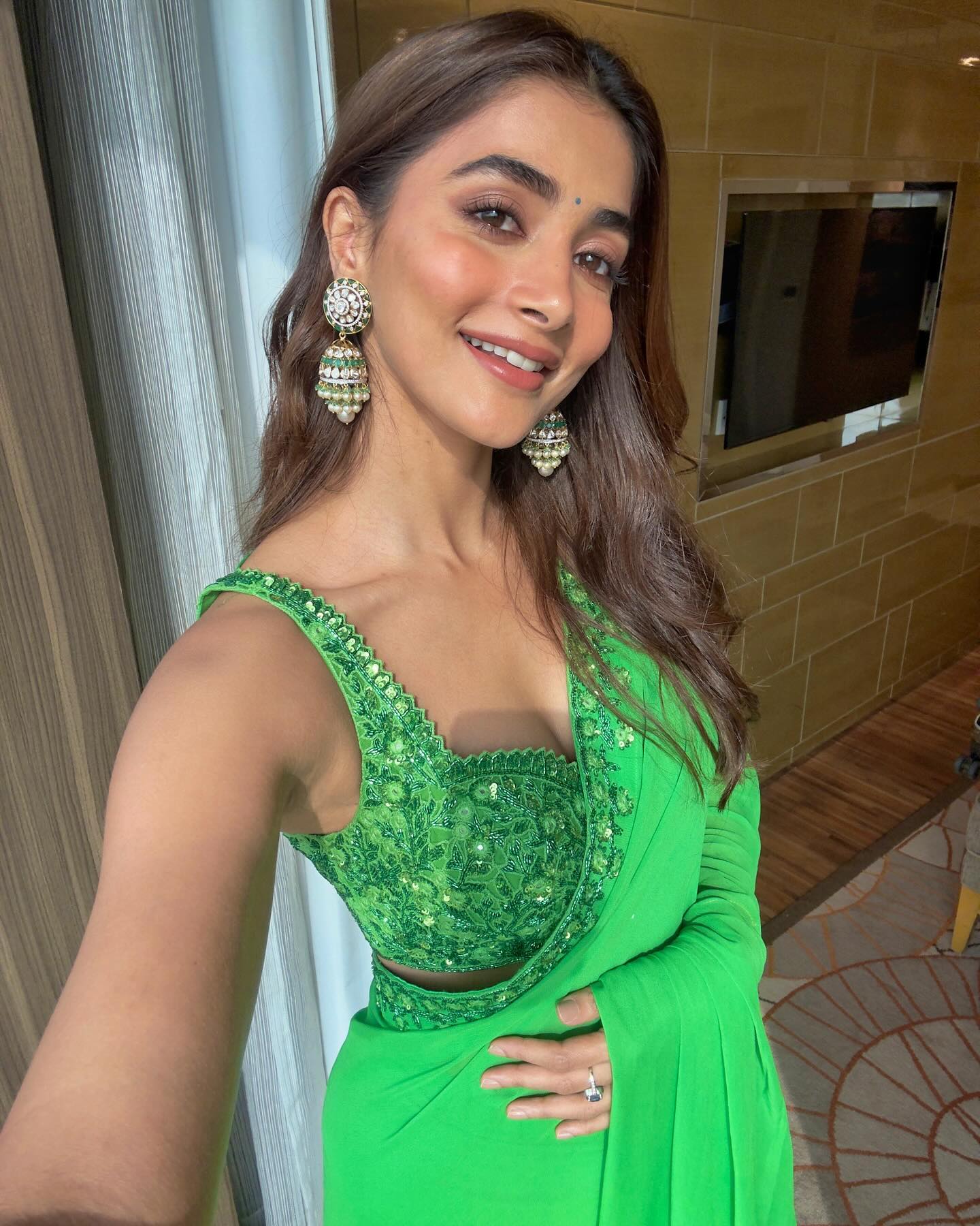 Pooja hegde in green dress
